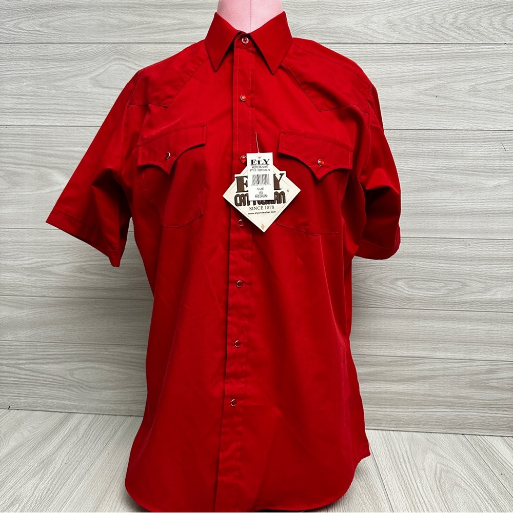 Mens Ely‎ Cattleman pearl snap shirt Western Pearl Snap Medium 15.5 NWT